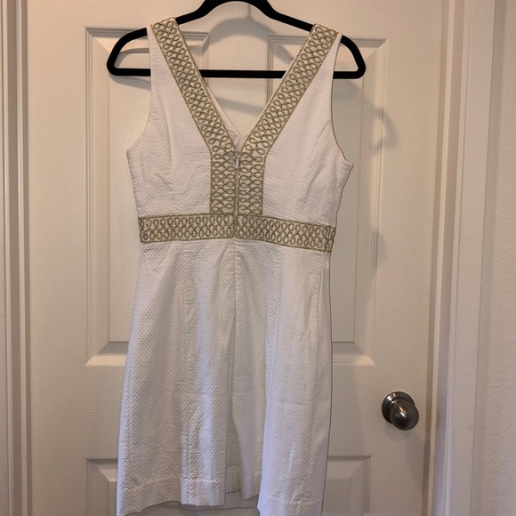 Lilly Pulitzer White & Gold Dress Size 2 - Picture 5 of 6